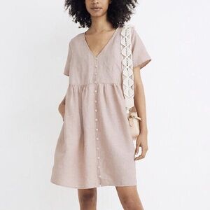 Madewell linen blend v-neck dress